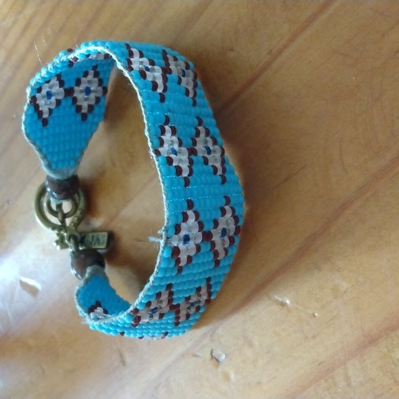 VM Vanessa Mooney loom bracelet in turquoise and brown - Picture 3 of 4